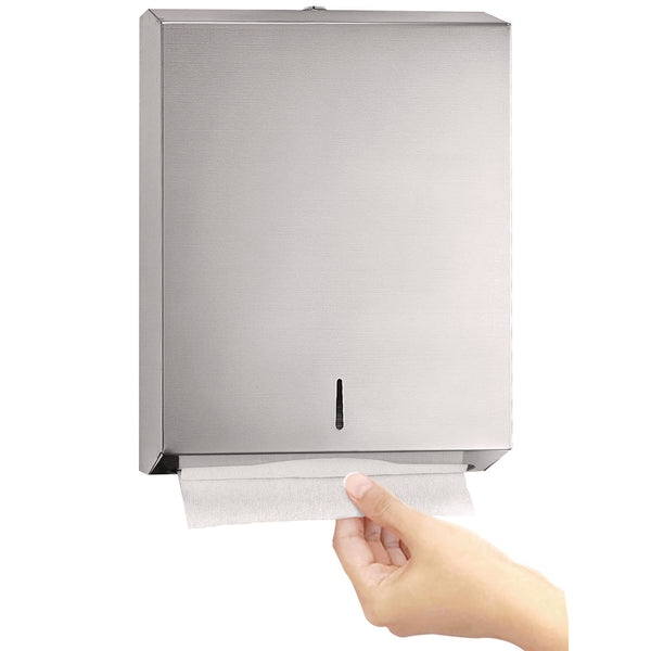 Alpine Industries Vertical C-Fold/Multi-Fold Paper Towel Dispenser, 14.5 x 4 x 11.2, Brushed Stainless Steel (ALHALP480) Each