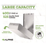 Alpine Industries Vertical C-Fold/Multi-Fold Paper Towel Dispenser, 14.5 x 4 x 11.2, Brushed Stainless Steel (ALHALP480) Each