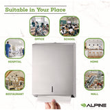 Alpine Industries Vertical C-Fold/Multi-Fold Paper Towel Dispenser, 14.5 x 4 x 11.2, Brushed Stainless Steel (ALHALP480) Each