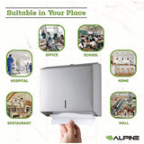 Alpine Industries Horizontal C-Fold/Multi-Fold Paper Towel Dispenser, 10.2 x 4 x 11.2, Brushed Nickel (ALHALP481) Each