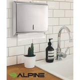 Alpine Industries Horizontal C-Fold/Multi-Fold Paper Towel Dispenser, 10.2 x 4 x 11.2, Brushed Nickel (ALHALP481) Each