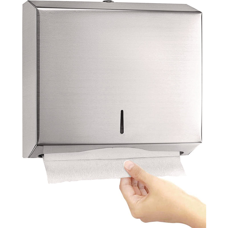 Alpine Industries Horizontal C-Fold/Multi-Fold Paper Towel Dispenser, 10.2 x 4 x 11.2, Brushed Nickel (ALHALP481) Each