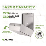 Alpine Industries Horizontal C-Fold/Multi-Fold Paper Towel Dispenser, 10.2 x 4 x 11.2, Brushed Nickel (ALHALP481) Each