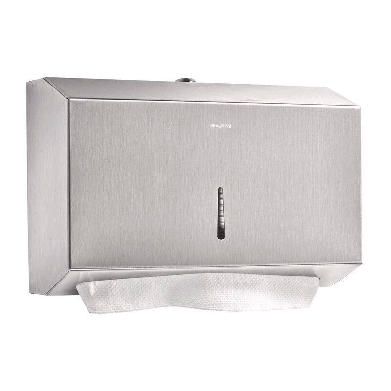 Alpine Industries Horizontal C-Fold/Multi-Fold Paper Towel Dispenser, 7.08 x 3.93 x 10.82, Brushed Nickel (ALHALP481S) Each