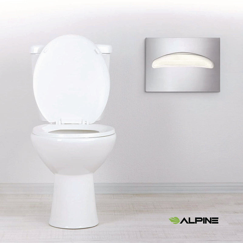 Alpine Industries Stainless Steel Brushed Half-Fold Toilet Seat Cover Dispenser, 15.7 x 2 x 11.8 (ALHALP483) Each