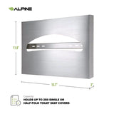 Alpine Industries Stainless Steel Brushed Half-Fold Toilet Seat Cover Dispenser, 15.7 x 2 x 11.8 (ALHALP483) Each