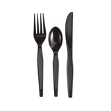 Dixie® Individually Wrapped Heavyweight Cutlery Set, Fork/Knife/Spoon, Plastic, Black, 250/Carton (DXECH56C7) Case of 250