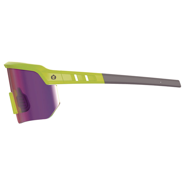 Ergodyne Skullerz AEGIR-AFASPM Anti-Scratch and Enhanced Anti-Fog Safety Glasses, Lime Frame, Purple Mirror, Polycarb Lens (EGO55061) Each