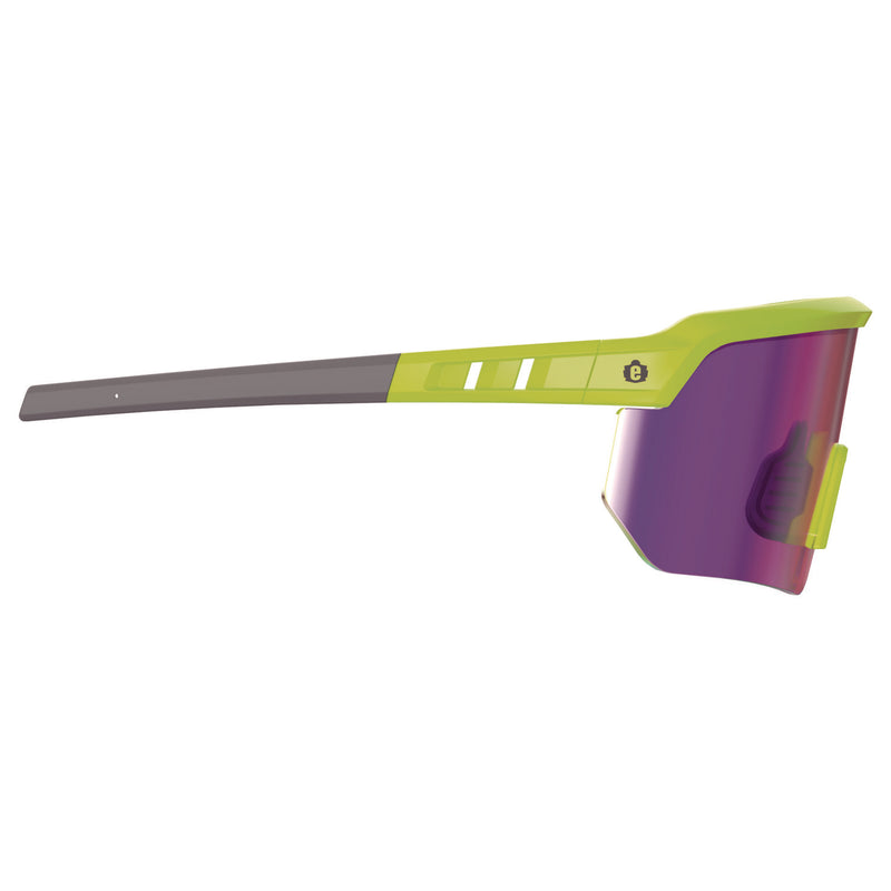 Ergodyne Skullerz AEGIR-AFASPM Anti-Scratch and Enhanced Anti-Fog Safety Glasses, Lime Frame, Purple Mirror, Polycarb Lens (EGO55061) Each