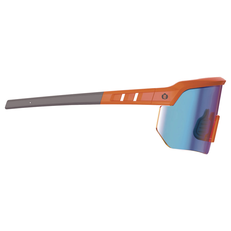 Ergodyne Skullerz AEGIR-AFASPM Anti-Scratch and Enhanced Anti-Fog Safety Glasses, Orange Frame, Blue Mirror Polycarb Lens (EGO55062) Each