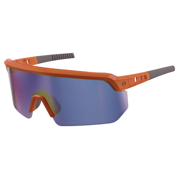 Ergodyne Skullerz AEGIR-AFASPM Anti-Scratch and Enhanced Anti-Fog Safety Glasses, Orange Frame, Blue Mirror Polycarb Lens (EGO55062) Each