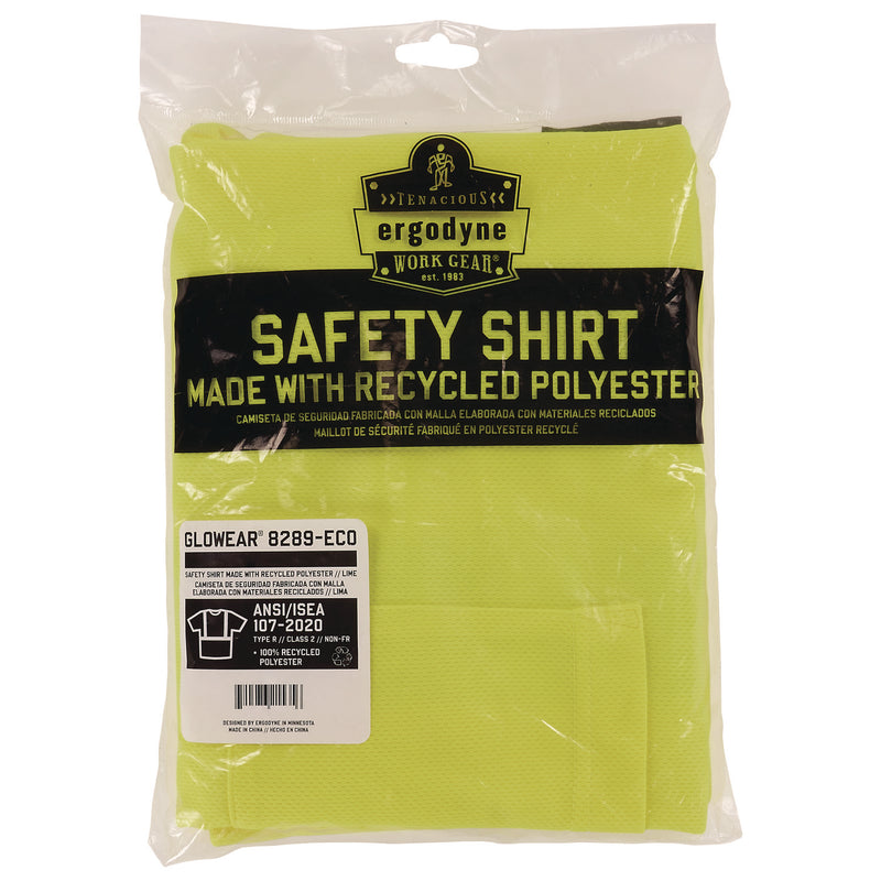 Ergodyne GloWear 8289-ECO Class 2 Recycled Hi-Vis T-Shirt, X-Large, Lime (EGO21535) Each