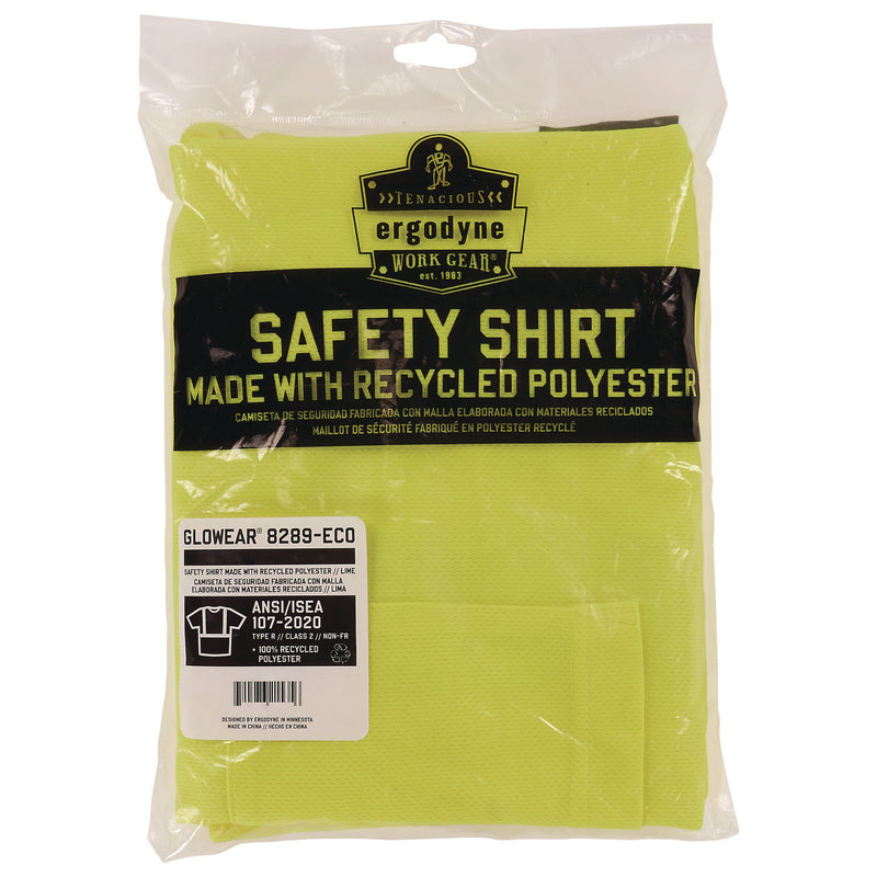 Ergodyne GloWear 8289-ECO Class 2 Recycled Hi-Vis T-Shirt, 4X-Large, Lime (EGO21538) Each