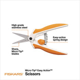 Fiskars® Micro-Tip Easy Action Scissors, 6.1" Long, 1.75” Cut Length, Orange/White Handle (FSK1069767) Each