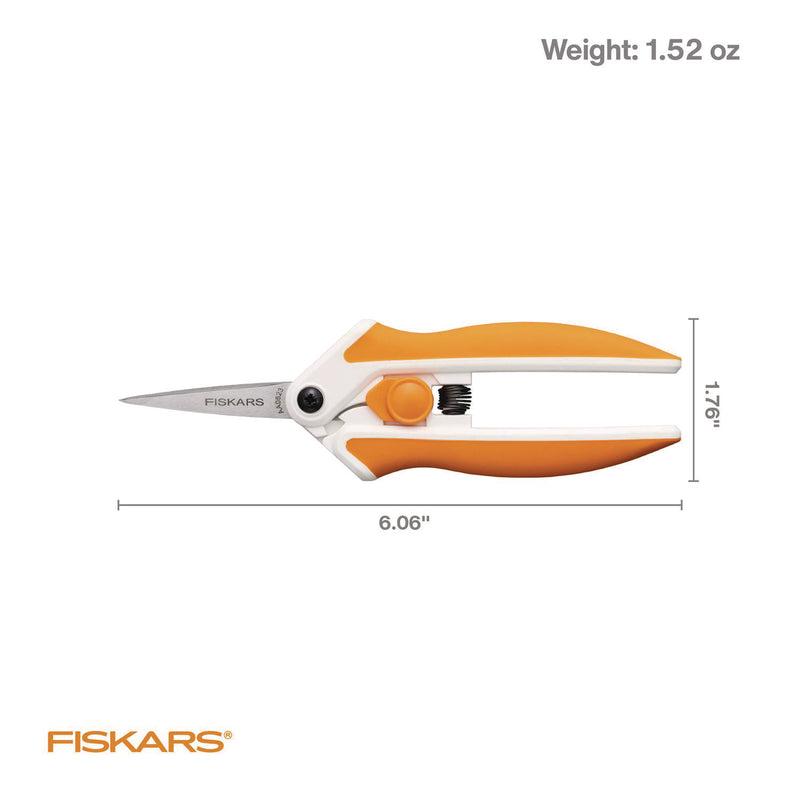 Fiskars® Micro-Tip Easy Action Scissors, 6.1" Long, 1.75” Cut Length, Orange/White Handle (FSK1069767) Each