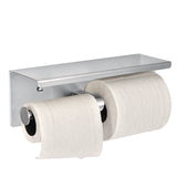 Alpine Industries Double Post Toilet Paper Holder with Shelf Storage Rack, 3.87 x 10.5 x 3.95, Brushed Stainless Steel (ALHALP487B) Each