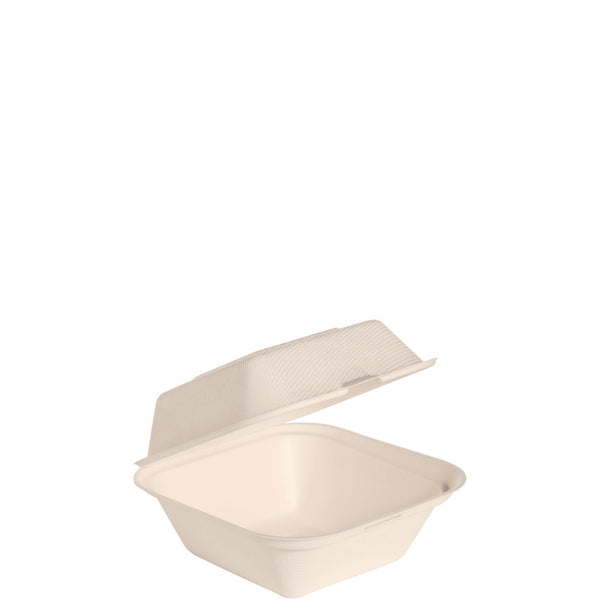 SOLO® Bare Eco-Forward Bagasse Hinged Lid Containers, 5.8 x 6.1 x 3.2, Ivory, Sugarcane, 400/Carton (SCCHC6SC) Case of 4