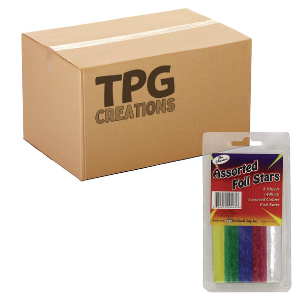 TPG Creations™ Foil Star Stickers, Assorted Colors, 55/Sheet, 8 Sheets/Pack, 72 Packs/Carton (TPG46172) Case of 72