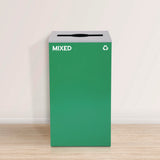 Alpine Industries 29 Gallon Trash/Recycling Cans, Steel, Green Mixed Recycling Can with Mixed Lid (ALH4450KITGRNMM) Each
