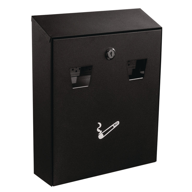 Alpine Industries Wall-Mounted Safe Cigarette Disposal Station Outdoor Ashtray, Stainless Steel, Black (ALHALP49001BLK) Each