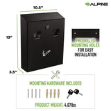 Alpine Industries Wall-Mounted Safe Cigarette Disposal Station Outdoor Ashtray, Stainless Steel, Black (ALHALP49001BLK) Each