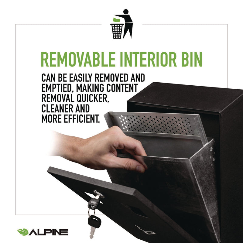 Alpine Industries Wall-Mounted Safe Cigarette Disposal Station Outdoor Ashtray, Stainless Steel, Black (ALHALP49001BLK) Each