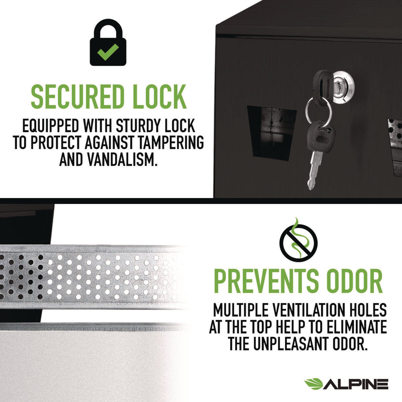 Alpine Industries Wall-Mounted Safe Cigarette Disposal Station Outdoor Ashtray, Stainless Steel, Black (ALHALP49001BLK) Each