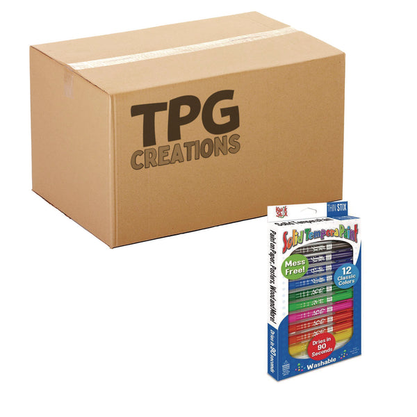 TPG Creations™ Thin Stix Tempera Paint Set, 12 Assorted Classic Colors, 12/Set, 12 Sets/Carton (TPG60812) Case of 12