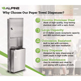 Alpine Industries Stainless Steel Recessed Paper Towel Dispenser with Waste Receptacle, 56 x 4 x 17 (ALHALP492) Each