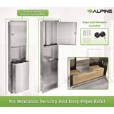 Alpine Industries Stainless Steel Recessed Paper Towel Dispenser with Waste Receptacle, 56 x 4 x 17 (ALHALP492) Each