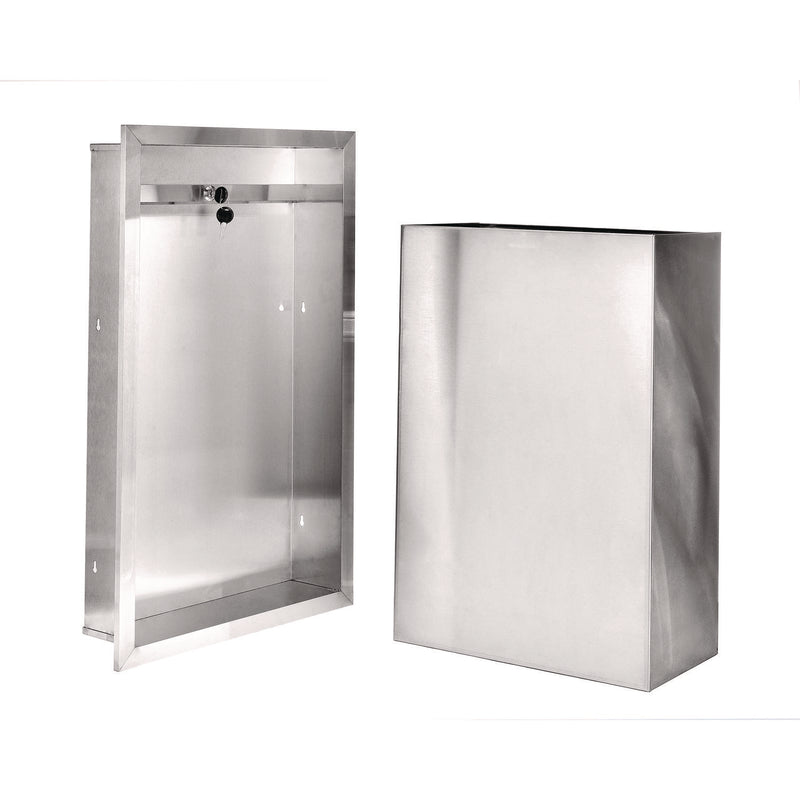 Alpine Industries Stainless Steel Recessed 12 Gal Leak-Proof Waste Receptacle, Brushed Stainless Steel (ALHALP493) Each