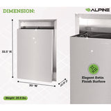 Alpine Industries Stainless Steel Recessed 12 Gal Leak-Proof Waste Receptacle, Brushed Stainless Steel (ALHALP493) Each