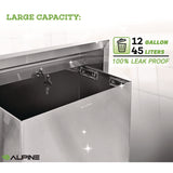 Alpine Industries Stainless Steel Recessed 12 Gal Leak-Proof Waste Receptacle, Brushed Stainless Steel (ALHALP493) Each