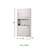 Alpine Industries Stainless Steel Surface-Mounted Paper Towel Dispenser with Waste Receptacle, 28 x 4 x 14 (ALHALP494) Each