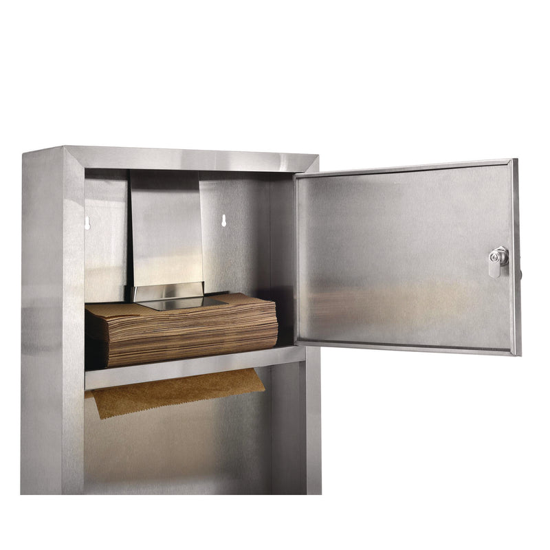 Alpine Industries Stainless Steel Surface-Mounted Paper Towel Dispenser with Waste Receptacle, 28 x 4 x 14 (ALHALP494) Each