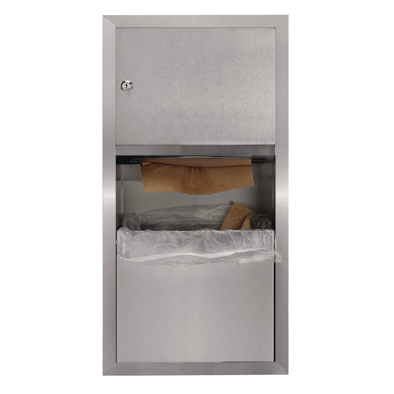 Alpine Industries Recessed Commercial Paper Towel Dispenser with 2 Gal Waste Receptacle, 28 x 4.3 x 14, Stainless Steel (ALHALP495) Each