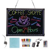 Alpine Industries LED Illuminated Hanging Message Writing Board, 19.7" x 27.6", Black Surface, Black Aluminum Frame (ALHALP49503) Each