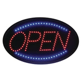Alpine Industries LED Oval Open Sign, 23 x 14, Black Frame, Blue/Red Graphics (ALHALP49702) Each