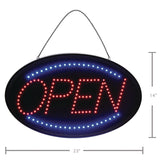 Alpine Industries LED Oval Open Sign, 23 x 14, Black Frame, Blue/Red Graphics (ALHALP49702) Each