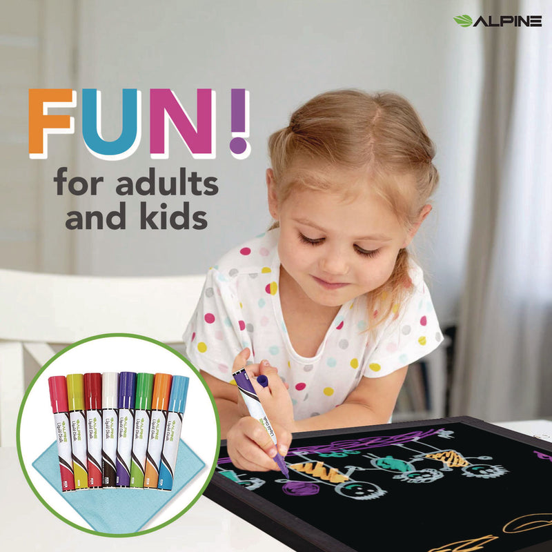 Alpine Industries LED Illuminated Hanging Message Writing Board, 23.6" x 31.5", Black Surface, Black Aluminum Frame (ALHALP49504) Each