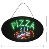 Alpine Industries LED Oval Pizza Sign, 23 x 14, Black Frame, Green/Orange/Red/White Graphics (ALHALP49707) Each