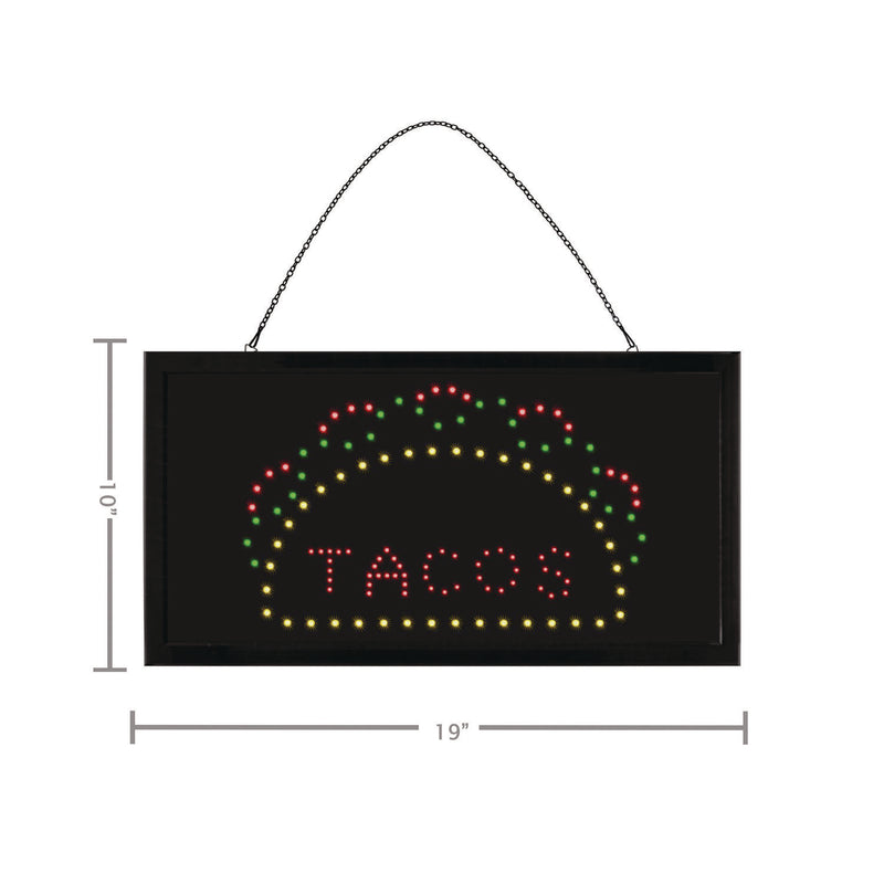 Alpine Industries LED Rectangular TACO Sign, 19 x 10, Black Frame, Green/Red/Yellow Graphics (ALHALP49711) Each