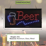 Alpine Industries LED Rectangular Beer Sign, 19 x 10, Black Frame, Blue/Green/Orange/Red/White Graphics (ALHALP49714) Each