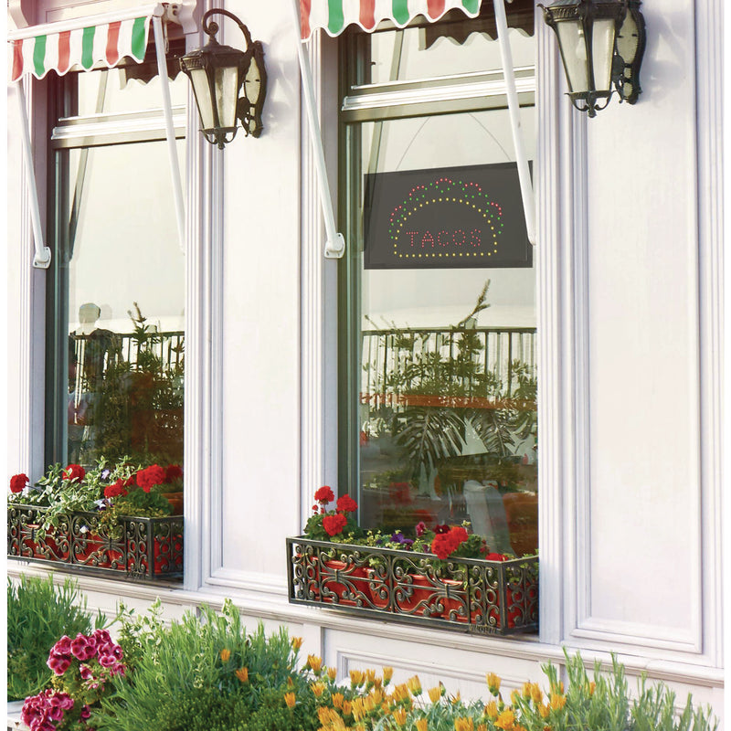 Alpine Industries LED Rectangular TACO Sign, 19 x 10, Black Frame, Green/Red/Yellow Graphics (ALHALP49711) Each