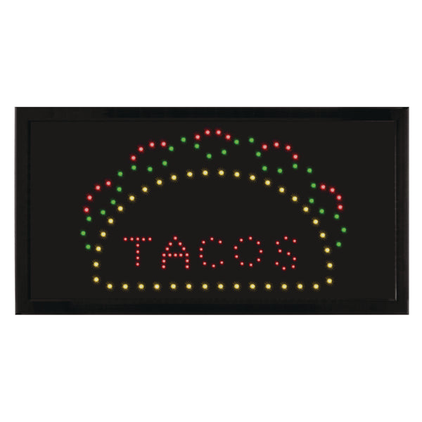 Alpine Industries LED Rectangular TACO Sign, 19 x 10, Black Frame, Green/Red/Yellow Graphics (ALHALP49711) Each