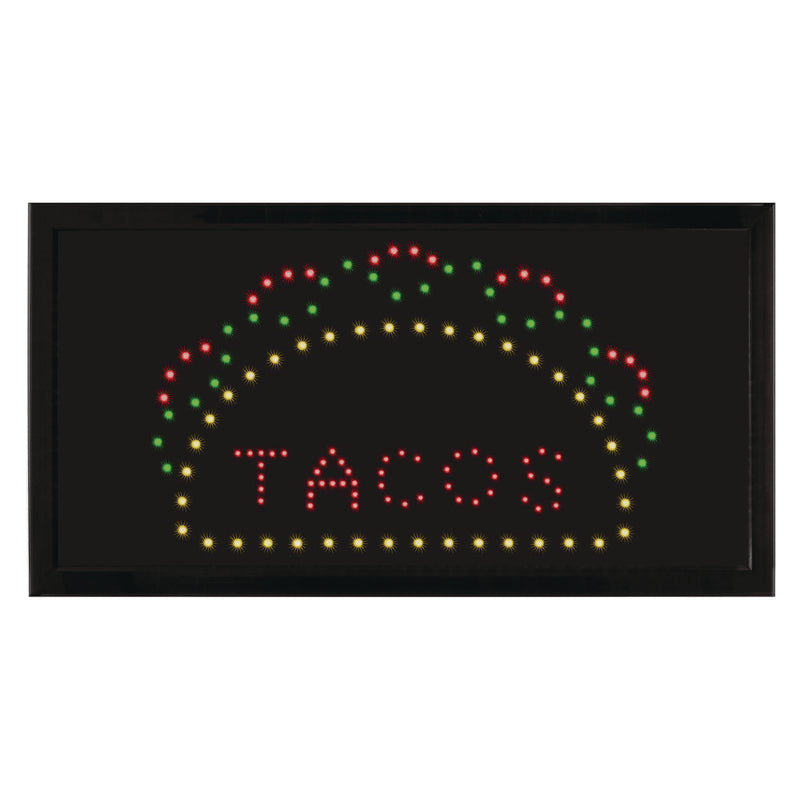 Alpine Industries LED Rectangular TACO Sign, 19 x 10, Black Frame, Green/Red/Yellow Graphics (ALHALP49711) Each