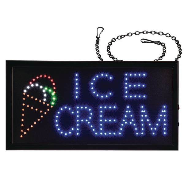 Alpine Industries LED Rectangular Ice Cream Sign, 19 x 10, Black Frame, Blue/Green/Orange/Red/White Graphics (ALHALP49713) Each
