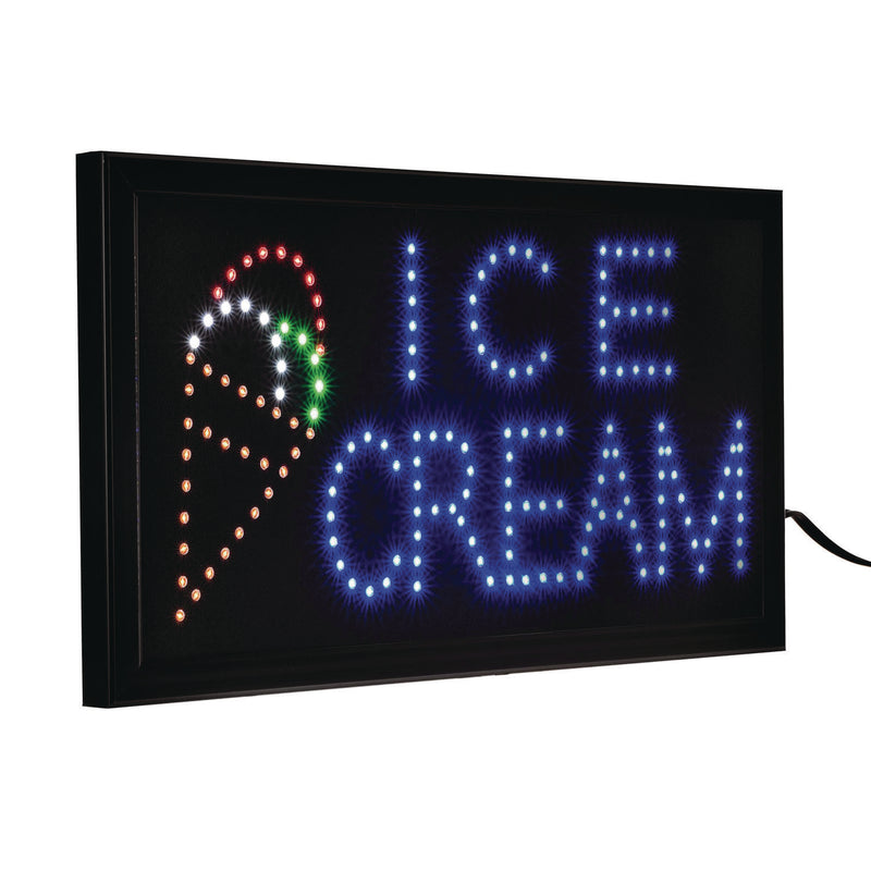 Alpine Industries LED Rectangular Ice Cream Sign, 19 x 10, Black Frame, Blue/Green/Orange/Red/White Graphics (ALHALP49713) Each