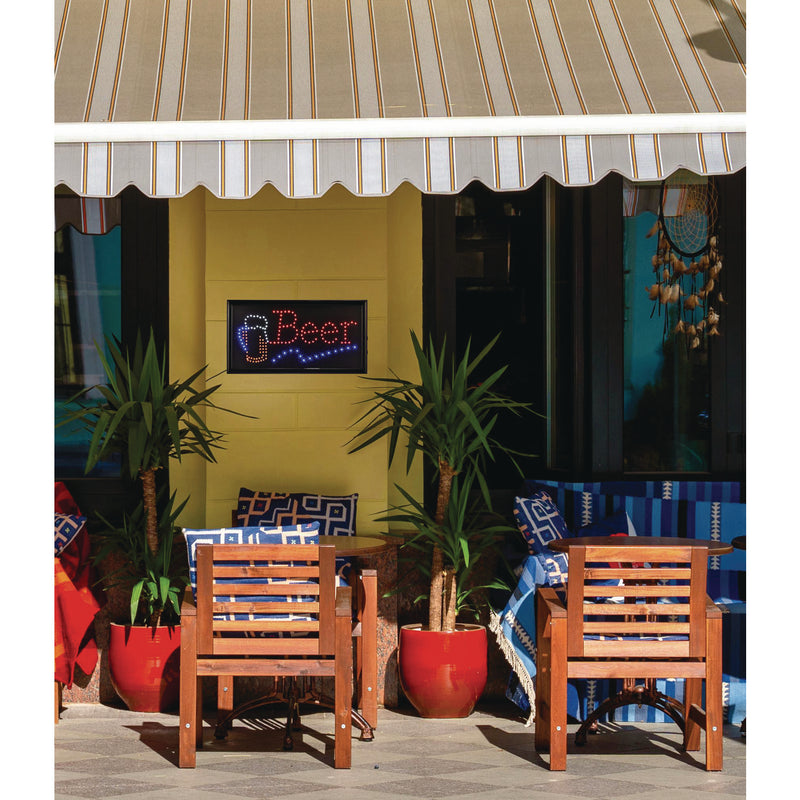 Alpine Industries LED Rectangular Beer Sign, 19 x 10, Black Frame, Blue/Green/Orange/Red/White Graphics (ALHALP49714) Each