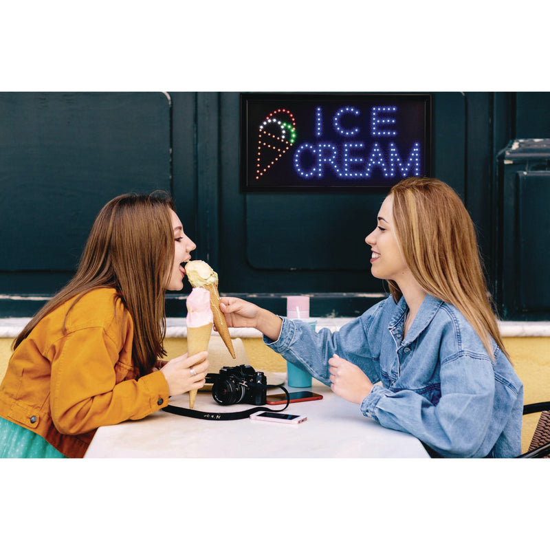 Alpine Industries LED Rectangular Ice Cream Sign, 19 x 10, Black Frame, Blue/Green/Orange/Red/White Graphics (ALHALP49713) Each